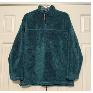 True Grit Turquoise Faux Fur Quarter Zip Pullover, Size L